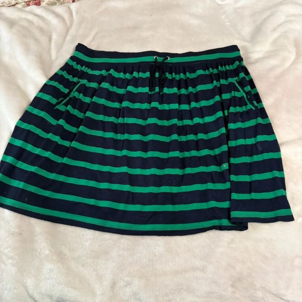 Merona striped navy green, short cotton skirt size 3